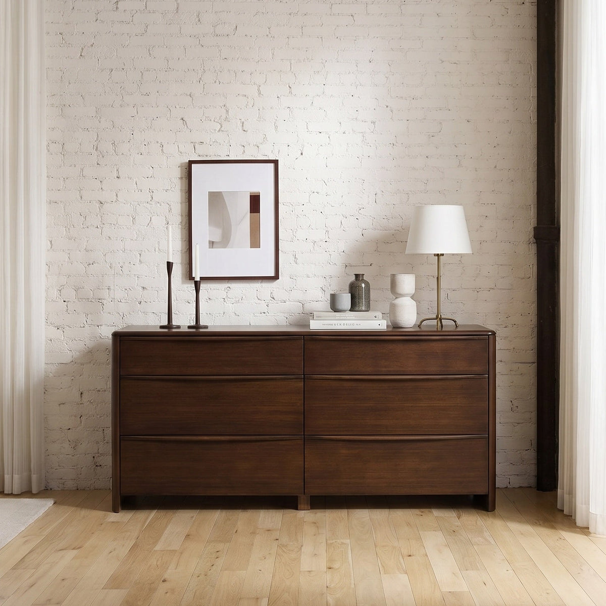 Greenington Catalina Dresser in Black Walnut bamboo, shown in a bedroom