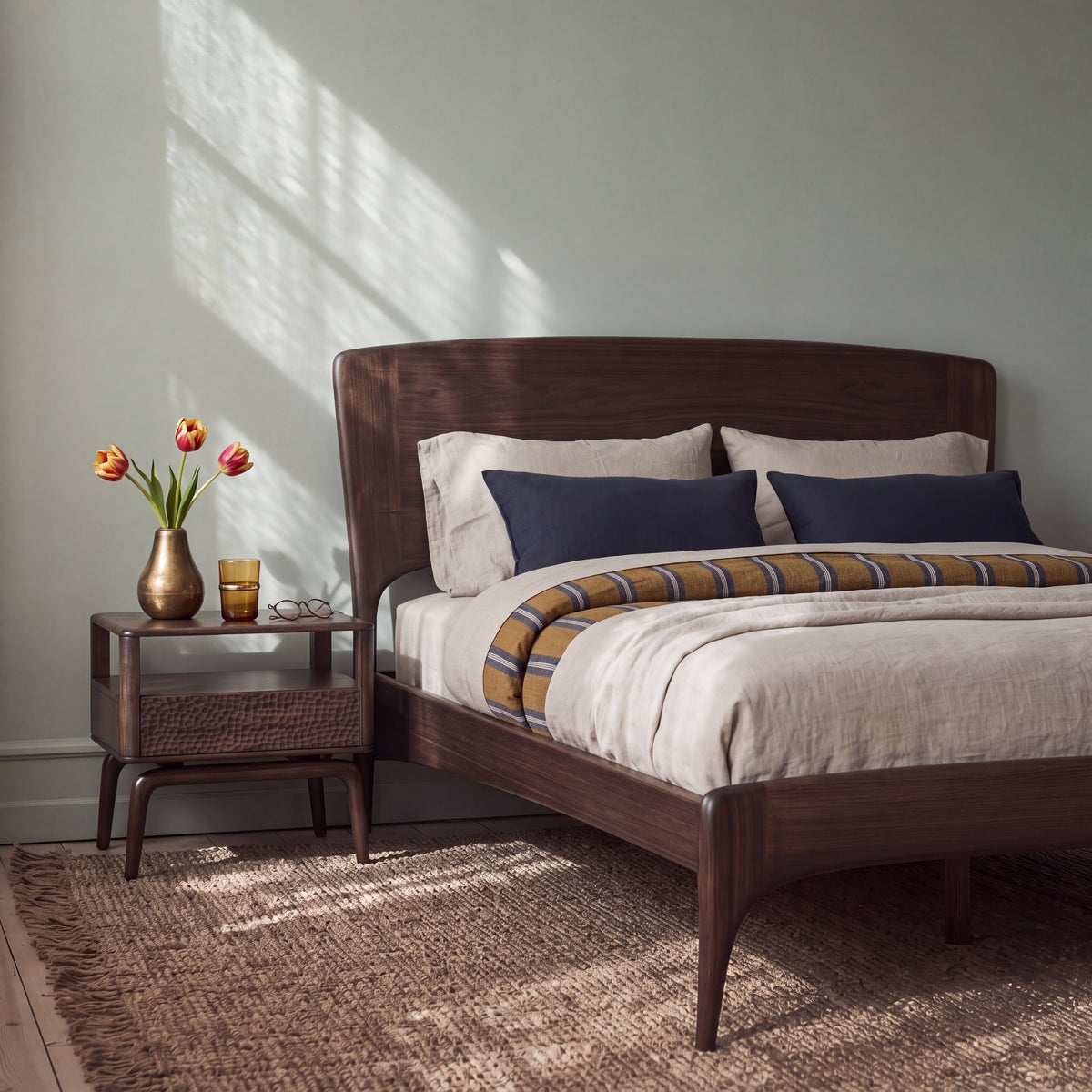 Zeva platform bed in Black Walnut