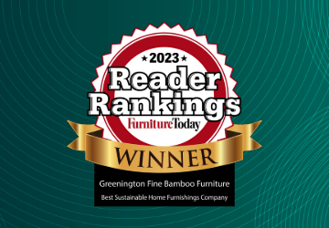 Furniture Today 2023 Reader Rankings winner badge: Greenington Fine Bamboo Furniture, Best Sustainable Home Furnishings Company