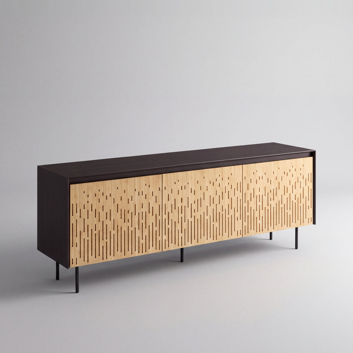 Greenington Hanna Console Caviar in Caviar and Wheat bamboo, on a studio background