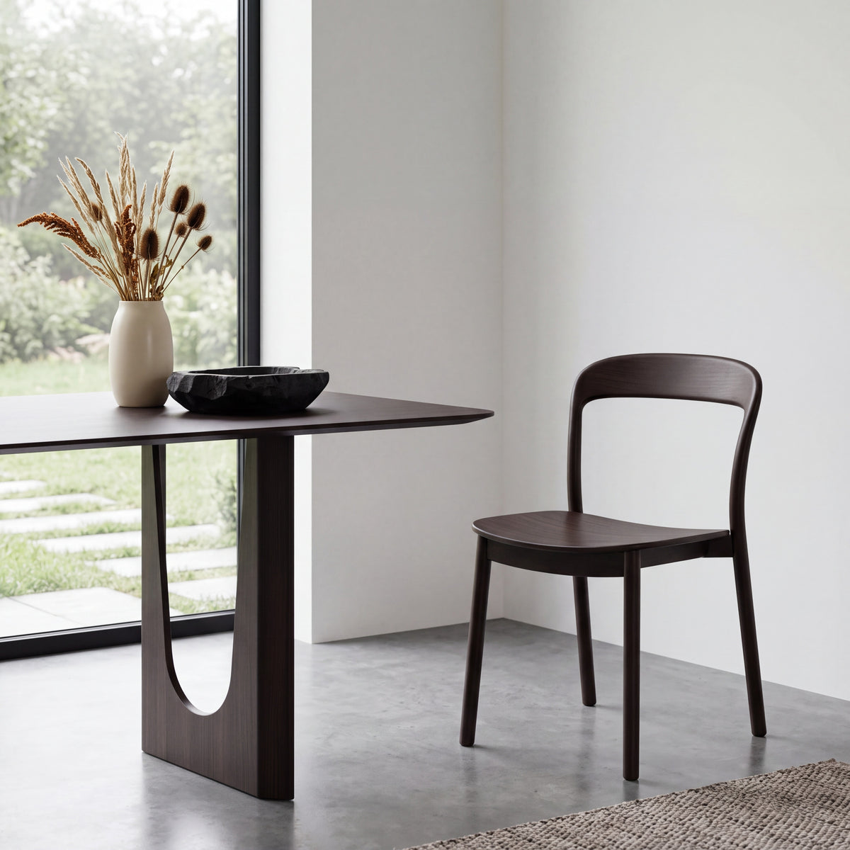 Greenington Hanna Dining Chair in Caviar bamboo, styled in a dining room