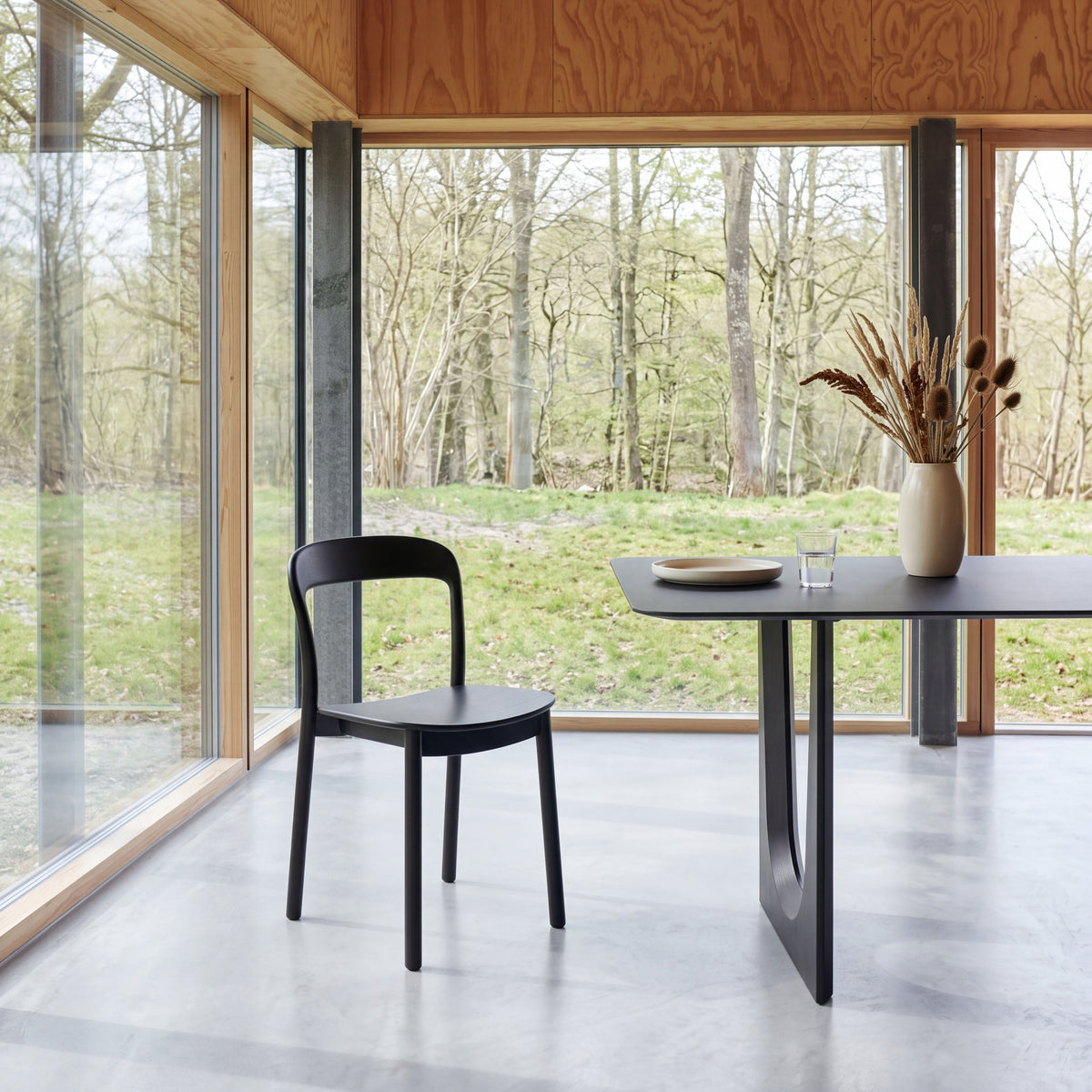 Greenington Hanna Dining Chair in Caviar bamboo, shown in a dining room
