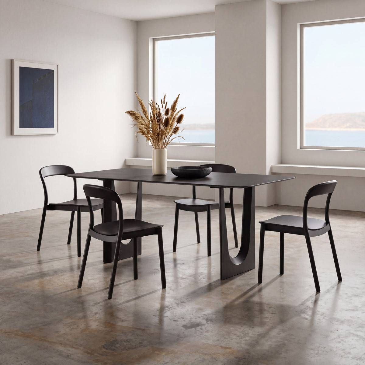 Greenington Hanna Dining Table in Caviar bamboo, styled in a dining room