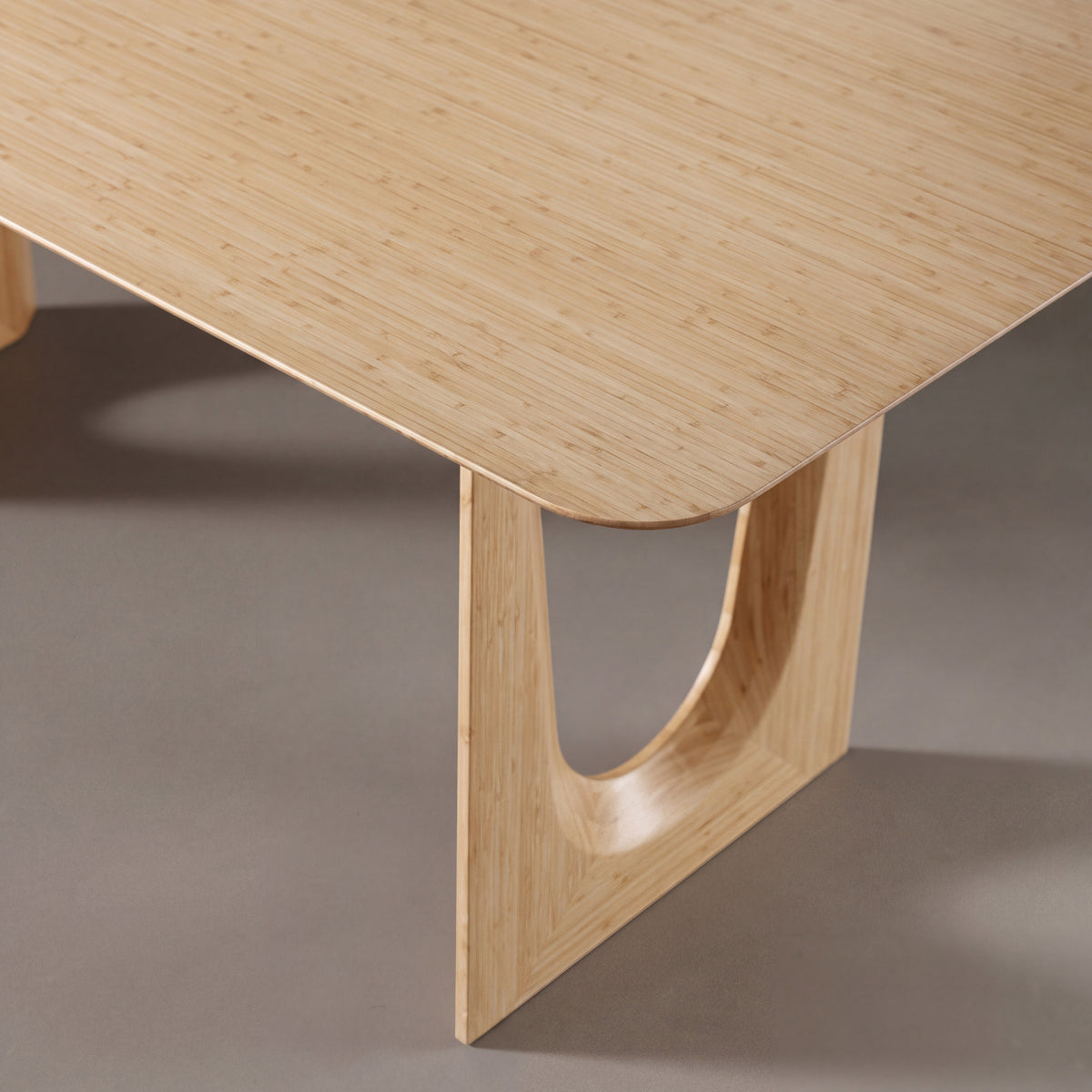 Close-up of the leg on the Greenington Hanna Dining Table in Wheat bamboo