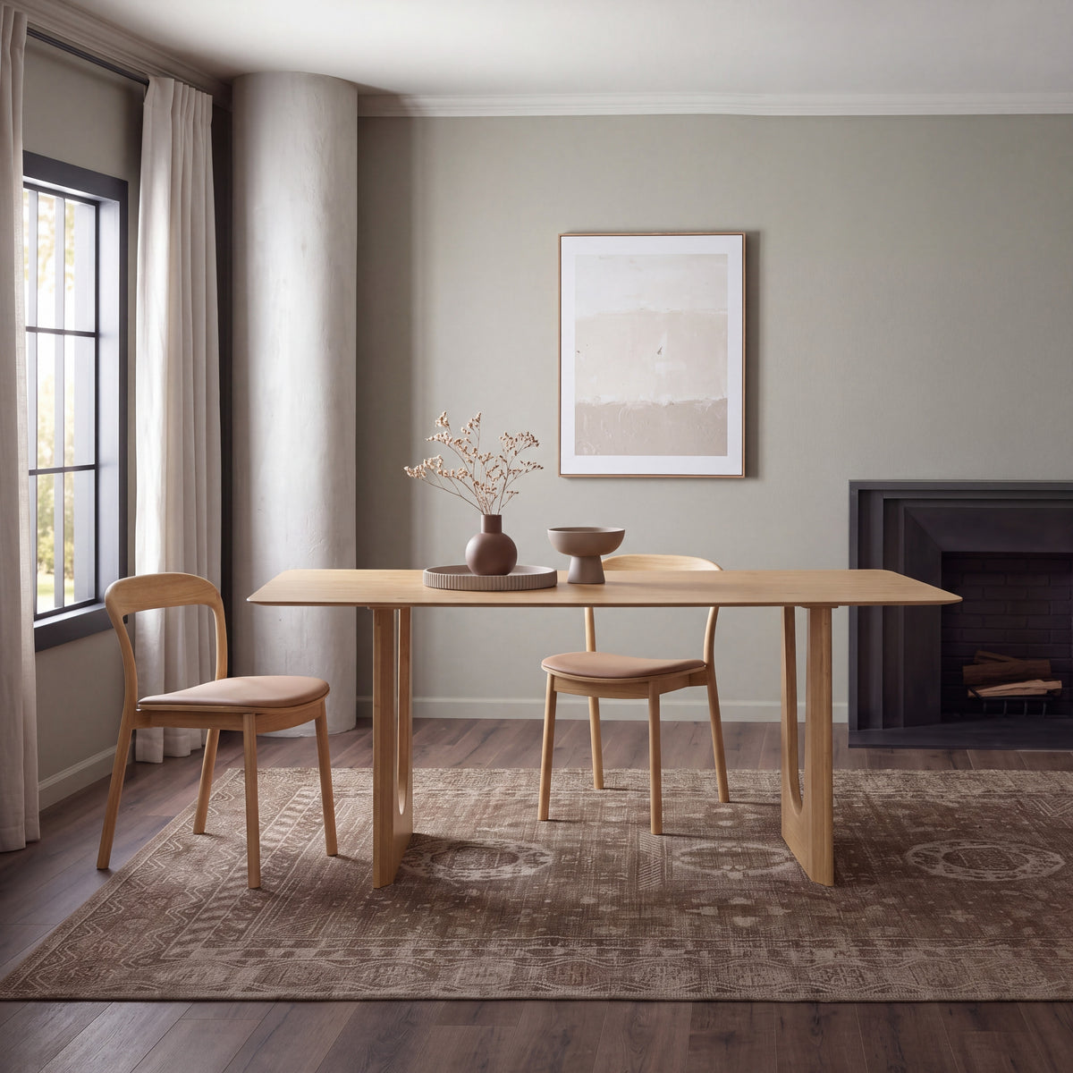 Greenington Hanna Dining Table in Wheat bamboo, styled in a dining room