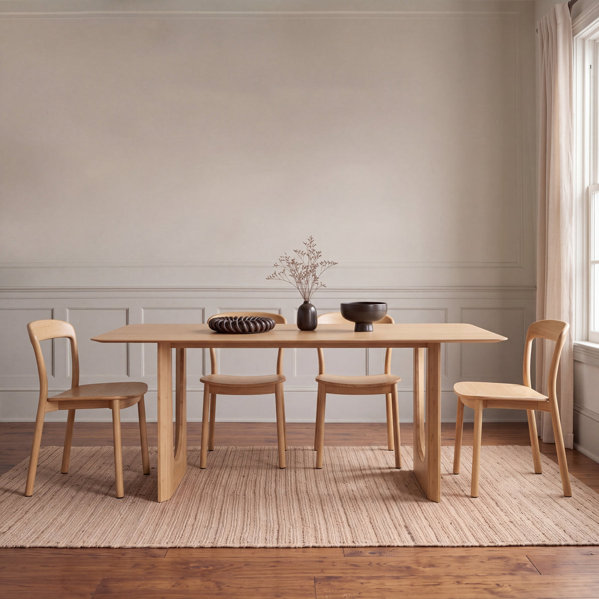 Greenington Hanna Dining Table in Wheat bamboo, shown in a dining room