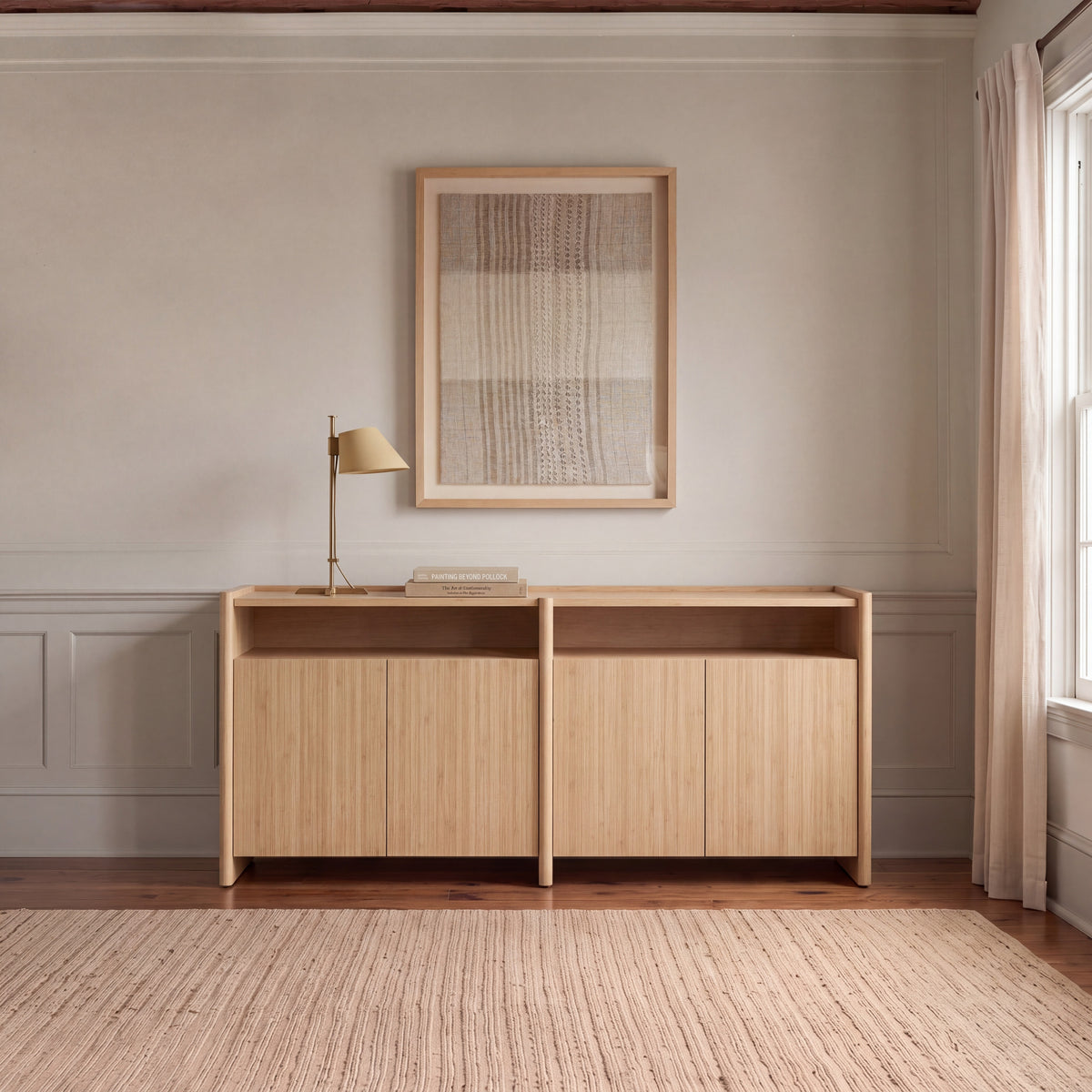Greenington Hudson Sideboard/Media Center in Wheat bamboo, in a living room setting