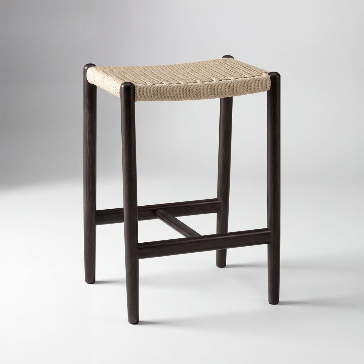 Greenington Leif Counter Stool in Caviar bamboo, on a studio background