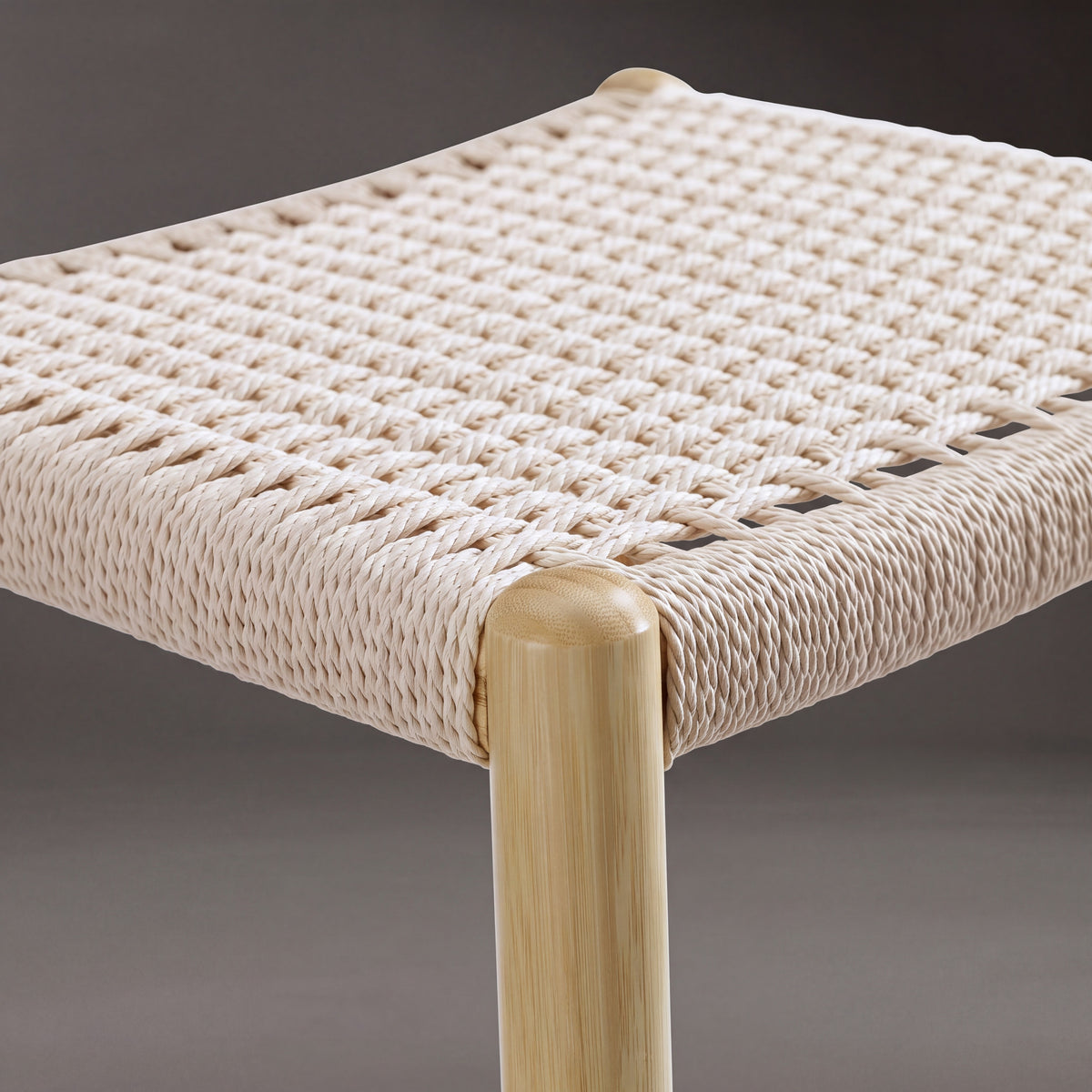 Close-up of the seat on the Greenington Leif Counter Stool in Wheat bamboo