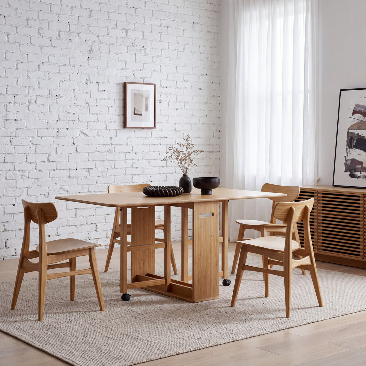 Greenington Linden Gateleg Table in Caramelized bamboo, in a furnished dining room