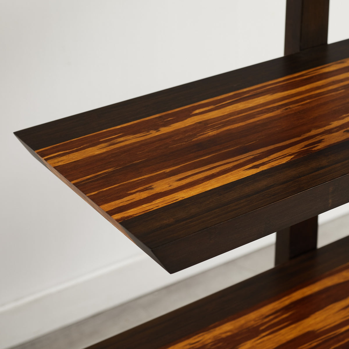 Close-up of the bamboo grain on the Greenington Magnolia Shelf in Black Walnut bamboo