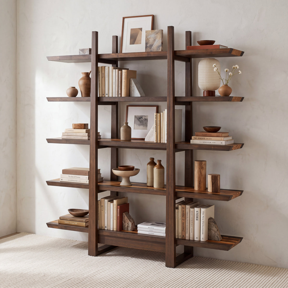 Greenington Magnolia Shelf in Black Walnut bamboo, shown in a living room