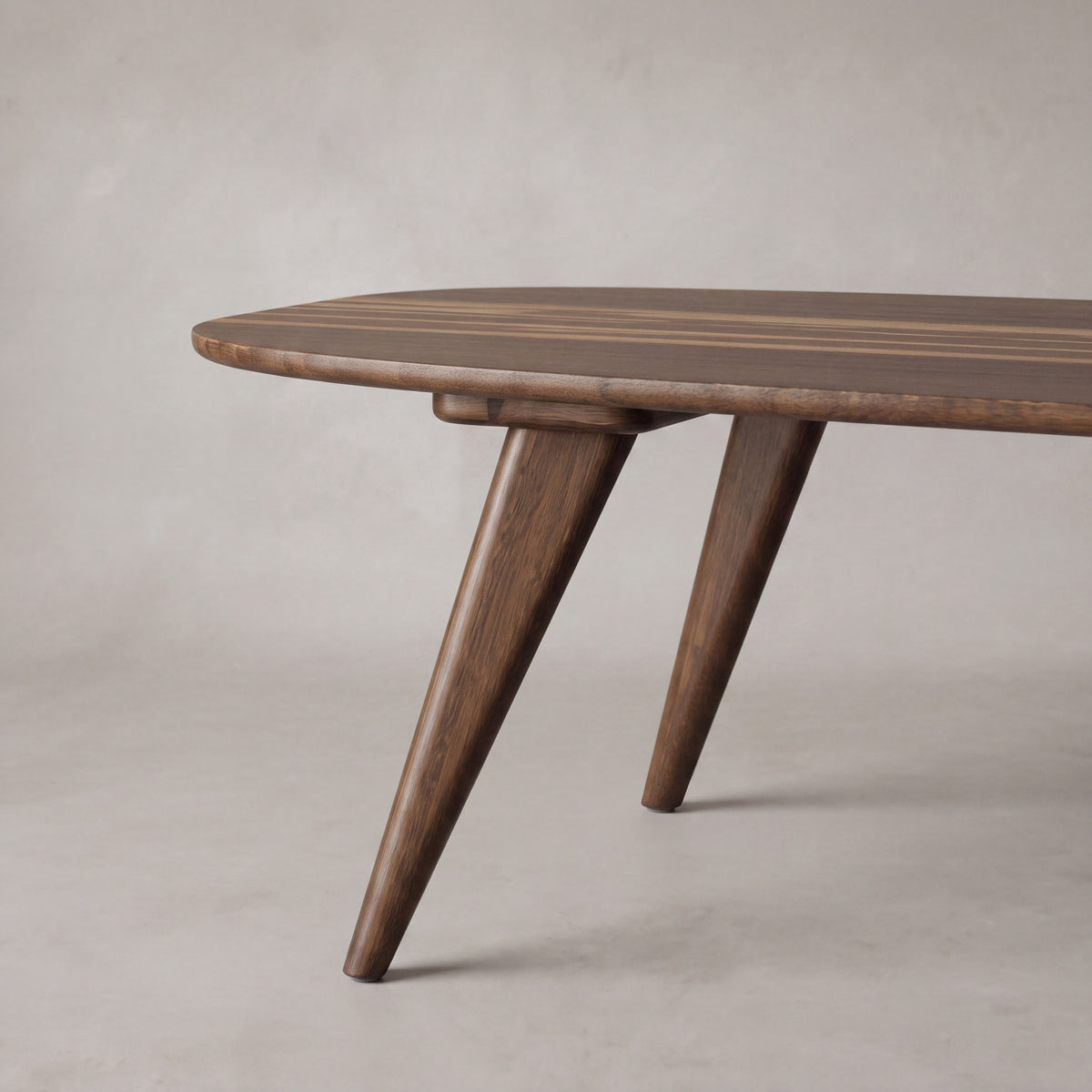 Close-up of the leg on the Greenington Malibu Coffee Table in Black Walnut bamboo