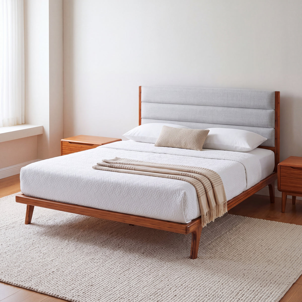 Greenington Mercury Platform Bed in Amber bamboo, shown in a bedroom
