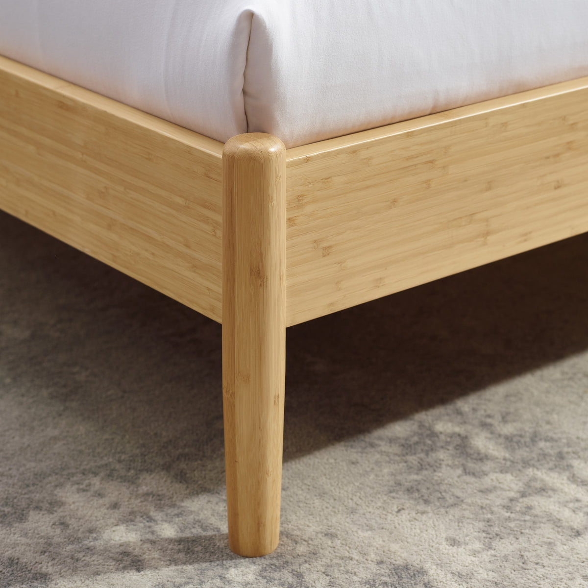 Close-up of the frame on the Greenington Monterey Platform Bed in Wheat bamboo