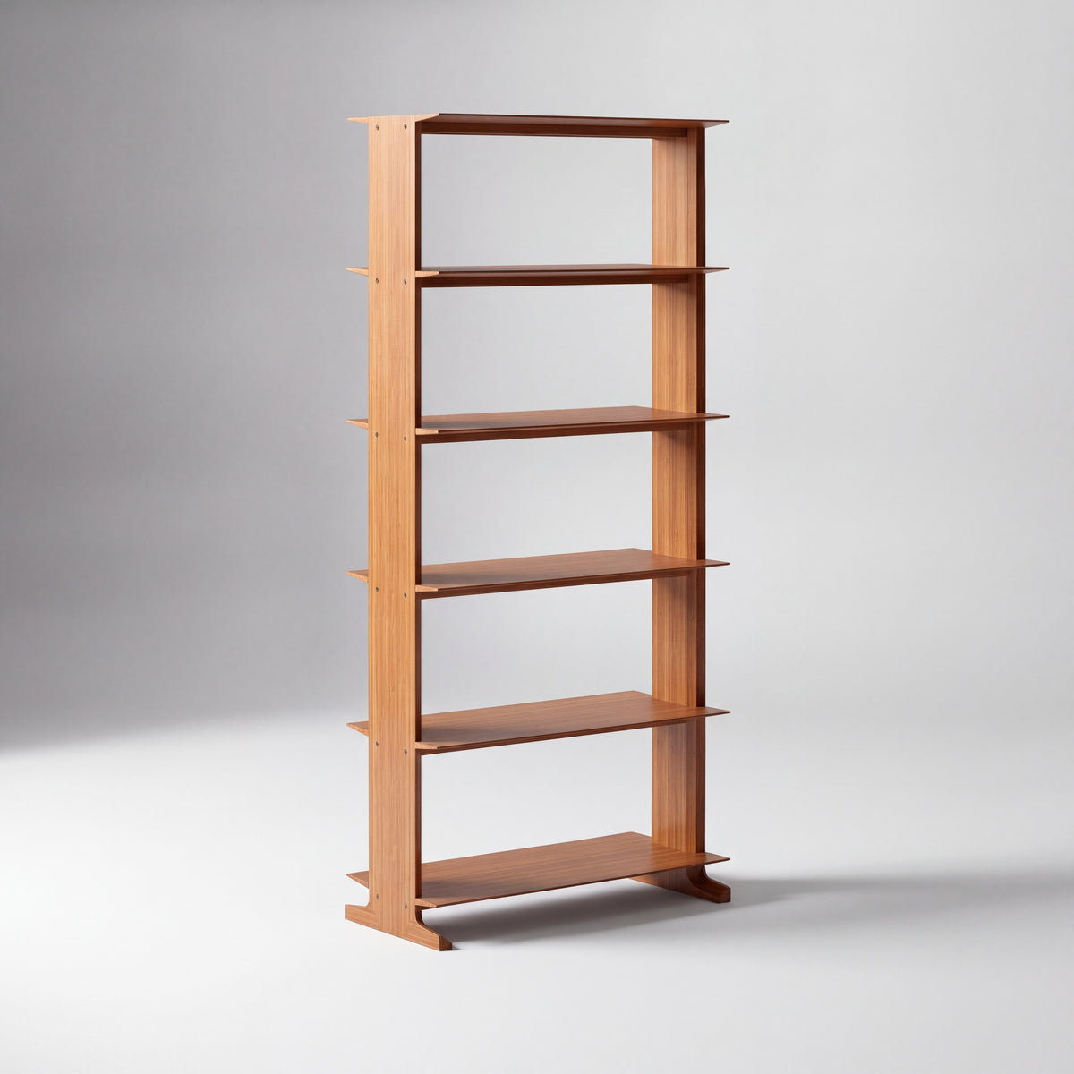 Greenington Neo Tall Shelf in Amber bamboo, on a studio background