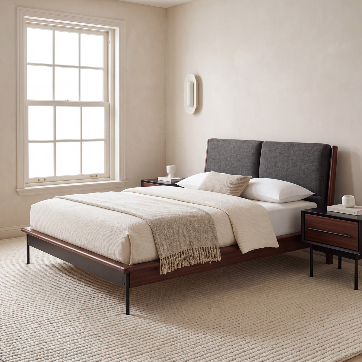 Greenington Park Avenue Bed in Ruby and Onyx bamboo, shown in a bedroom