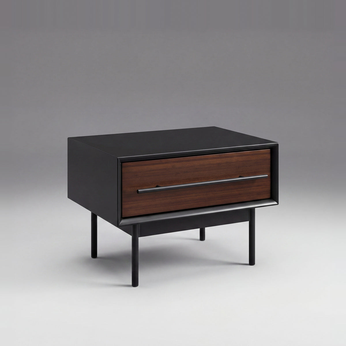 Greenington Park Avenue Nightstand in Ruby and Onyx bamboo, on a studio background