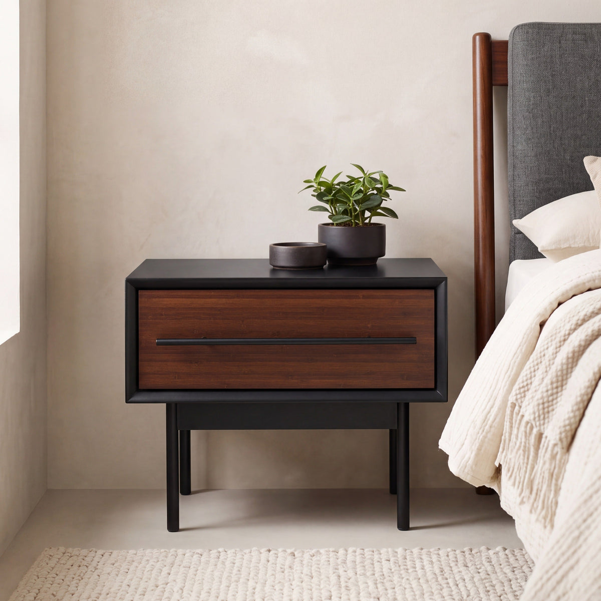 Park Avenue nightstand in Ruby and Onyx