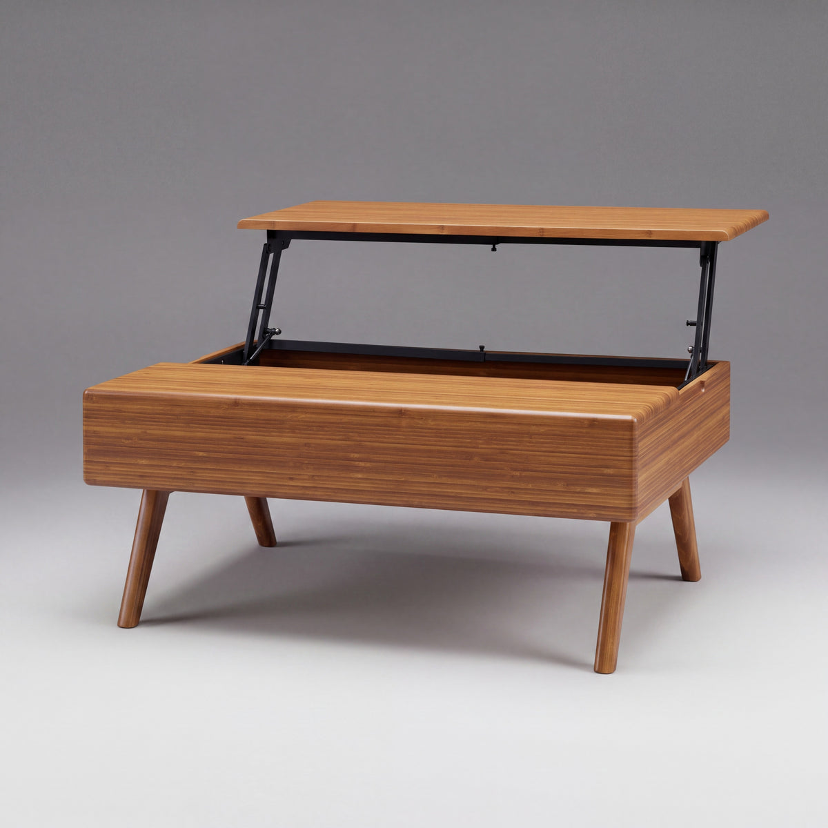 Greenington Rhody Lift Top Coffee Table in Amber bamboo, on a studio background