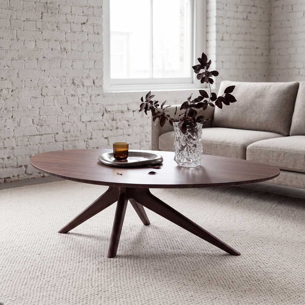 Greenington Rosemary Coffee Table in Black Walnut bamboo, in a living room setting