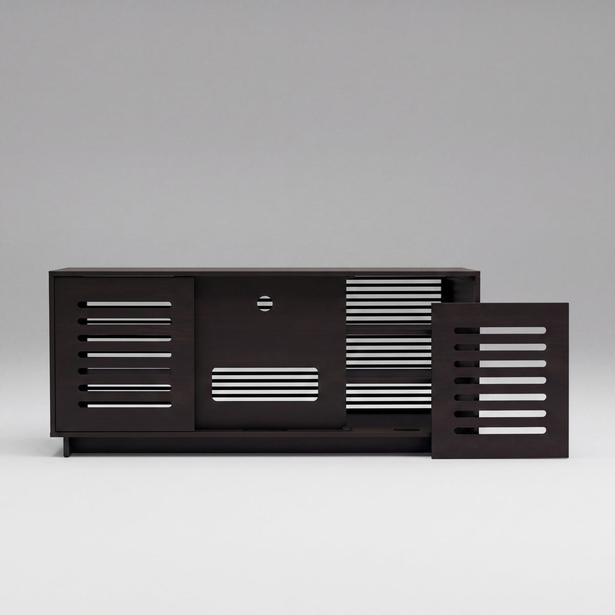 Greenington Rowan Media Center (64") in Amber bamboo, studio photo on a plain background