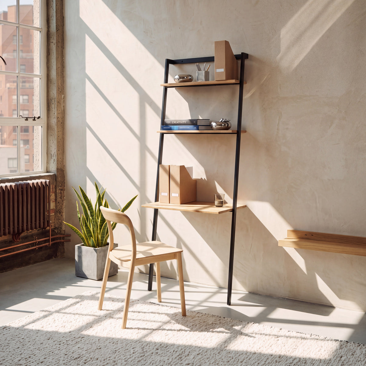 Greenington Santa Cruz Leaning Desk in Wheat bamboo, styled in a home office