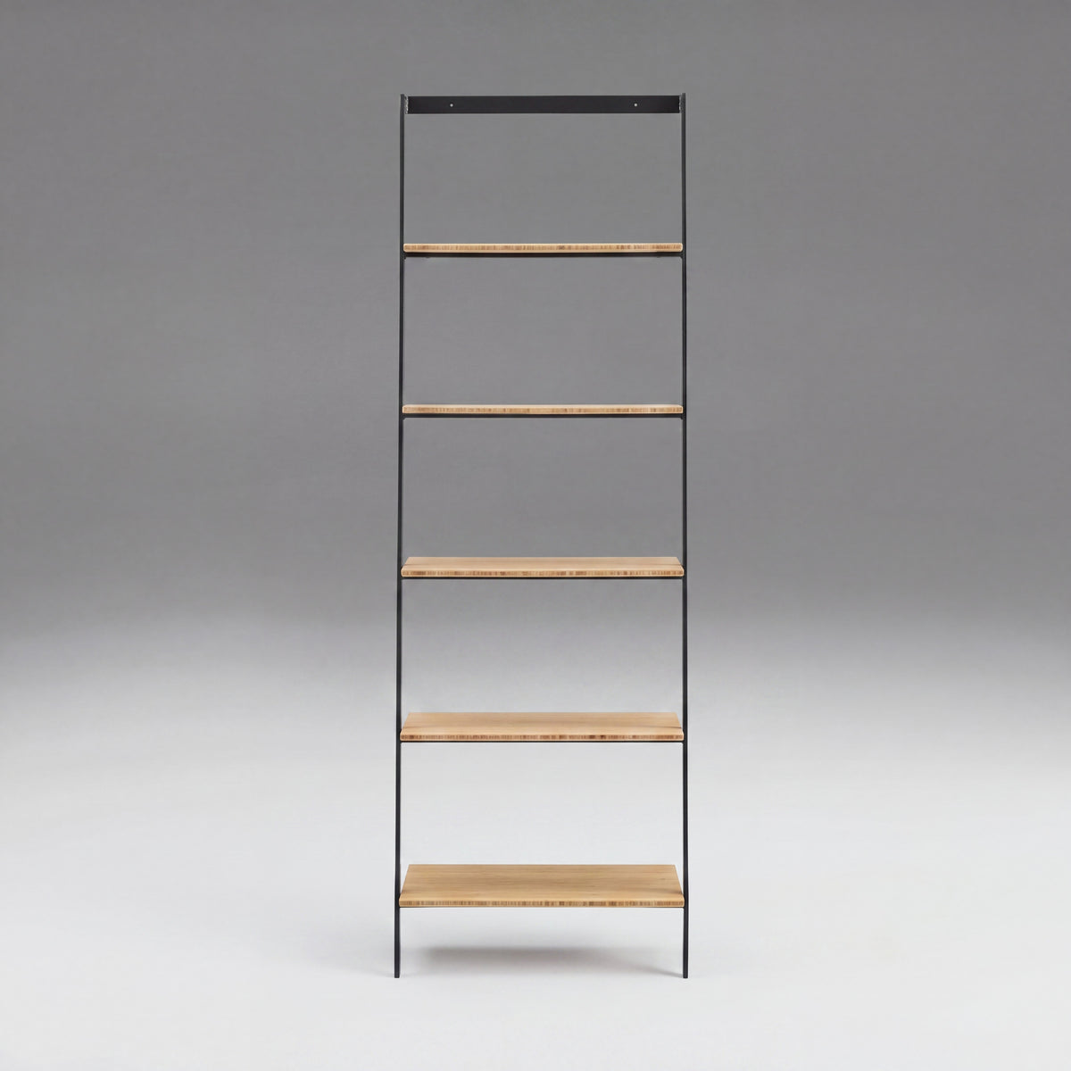 Greenington Santa Cruz Leaning Shelf in Wheat bamboo, studio photo on a plain background