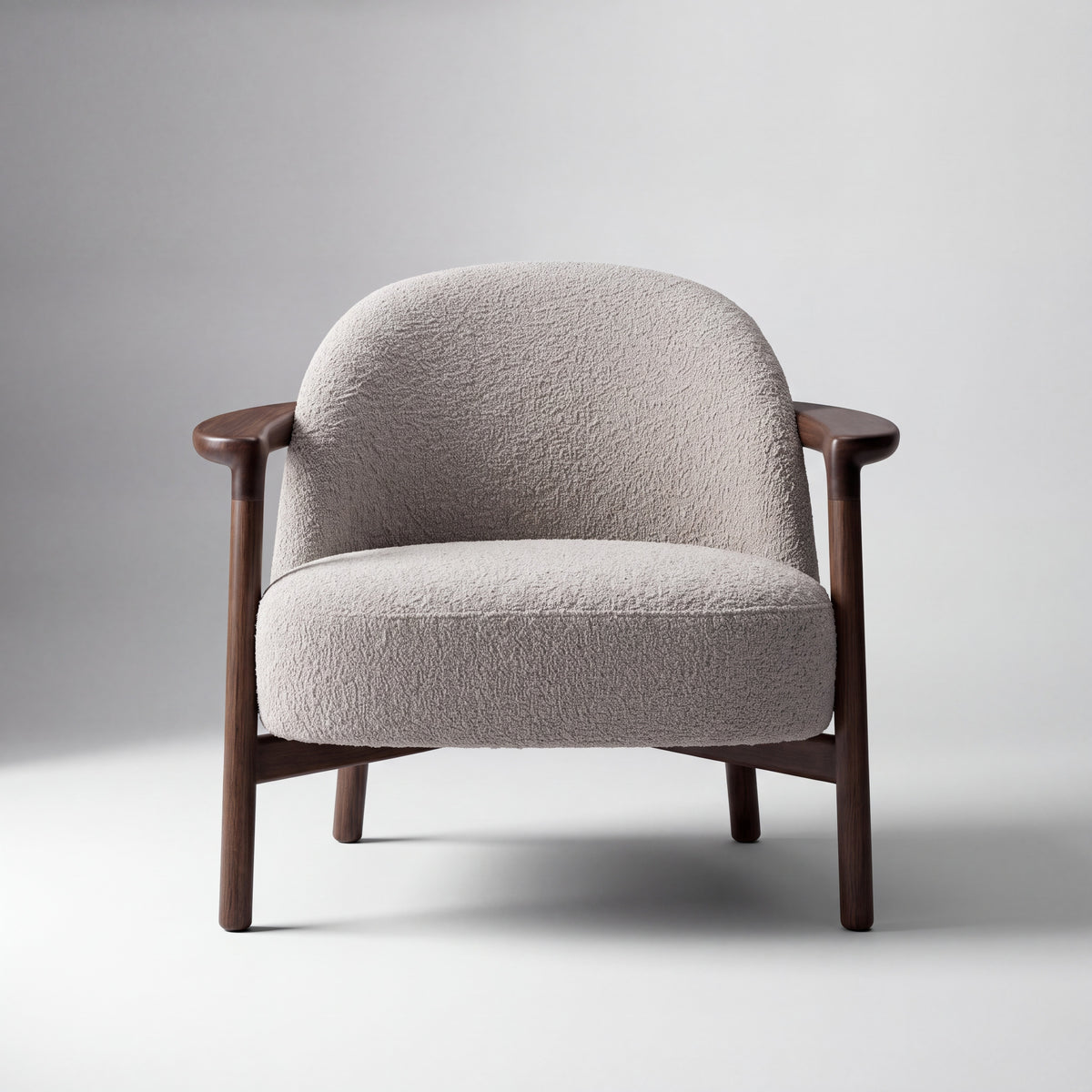 Greenington Skylar Lounge Chair in Black Walnut bamboo with Pearl fabric, shown on a plain background