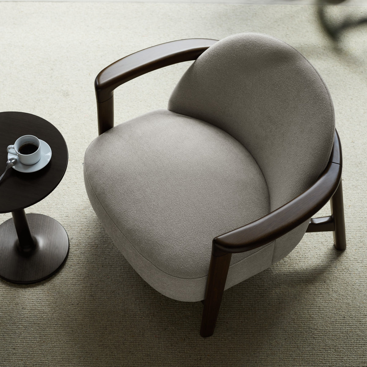 Greenington Skylar Lounge Chair in Black Walnut bamboo with Pearl fabric