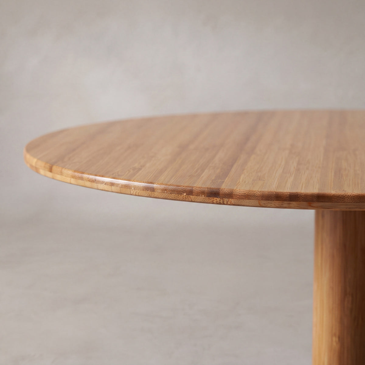 Close-up of the edge profile on the Greenington Sol Side Table in Amber bamboo