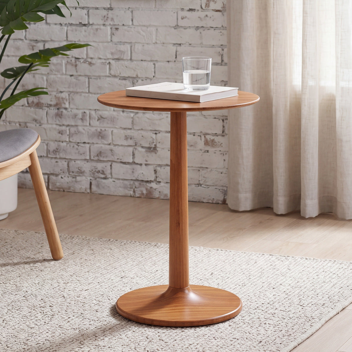 Greenington Sol Side Table in Amber bamboo, styled in a living room