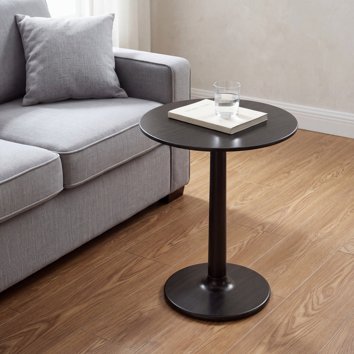 Greenington Sol Side Table in Caviar bamboo, styled in a living room