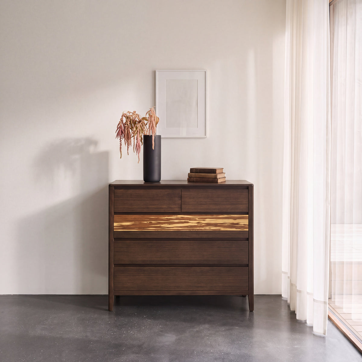 Greenington Sonoma Chest in Black Walnut bamboo, shown in a bedroom