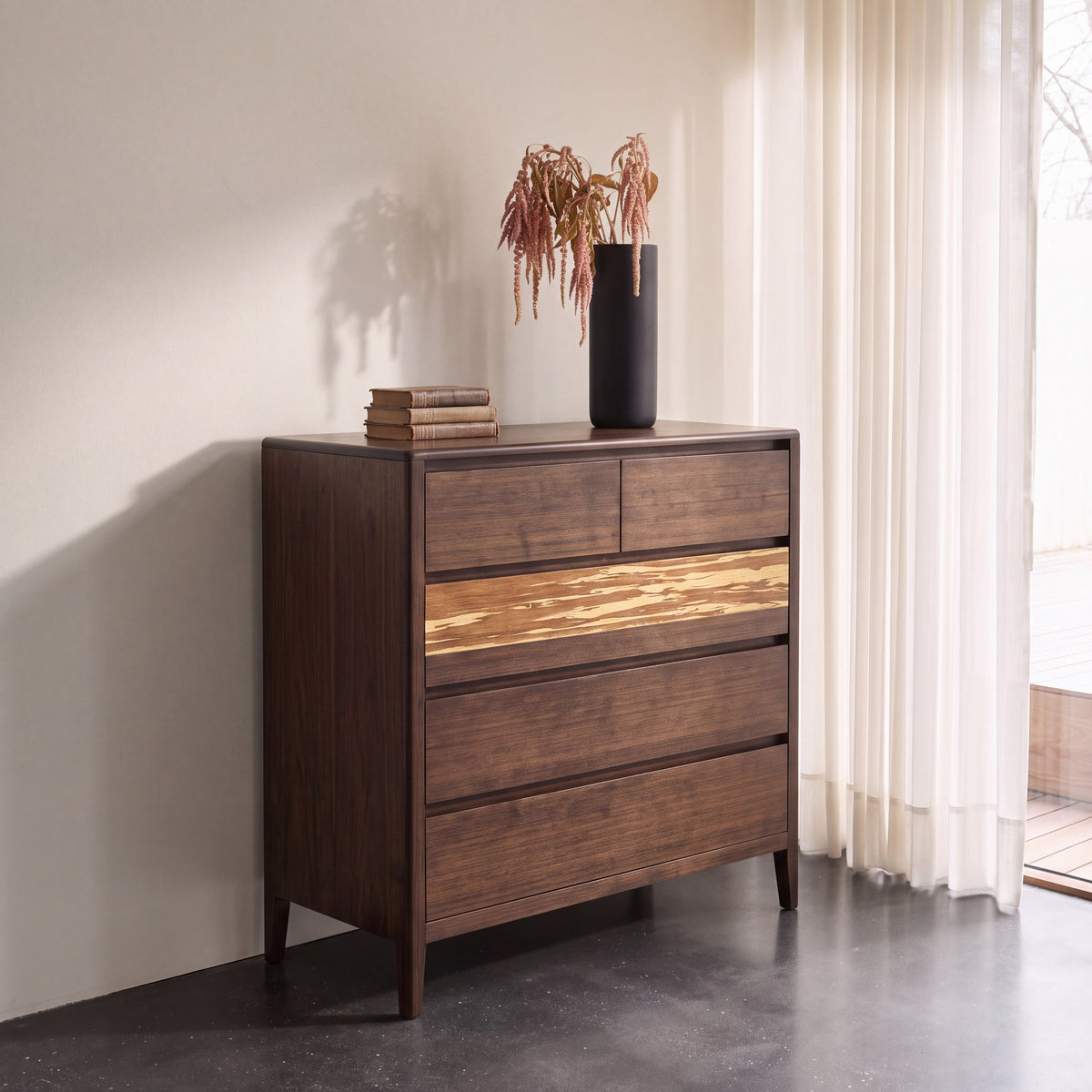 Greenington Sonoma Chest in Black Walnut bamboo, in a bedroom setting