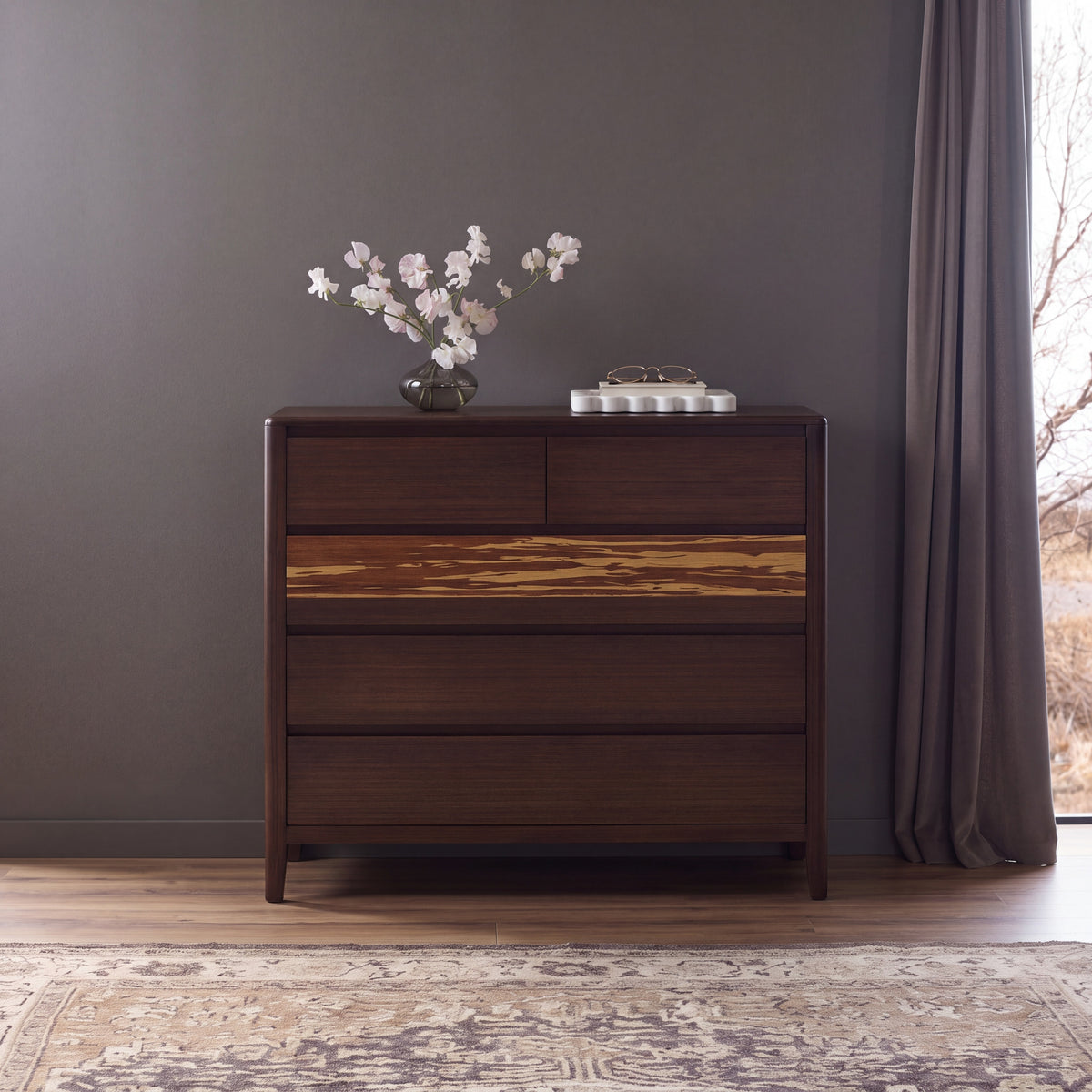 Greenington Sonoma Chest in Sable bamboo, shown in a bedroom