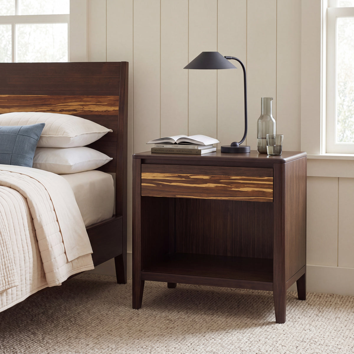 Greenington Sonoma Nightstand in Sable bamboo, in a bedroom setting