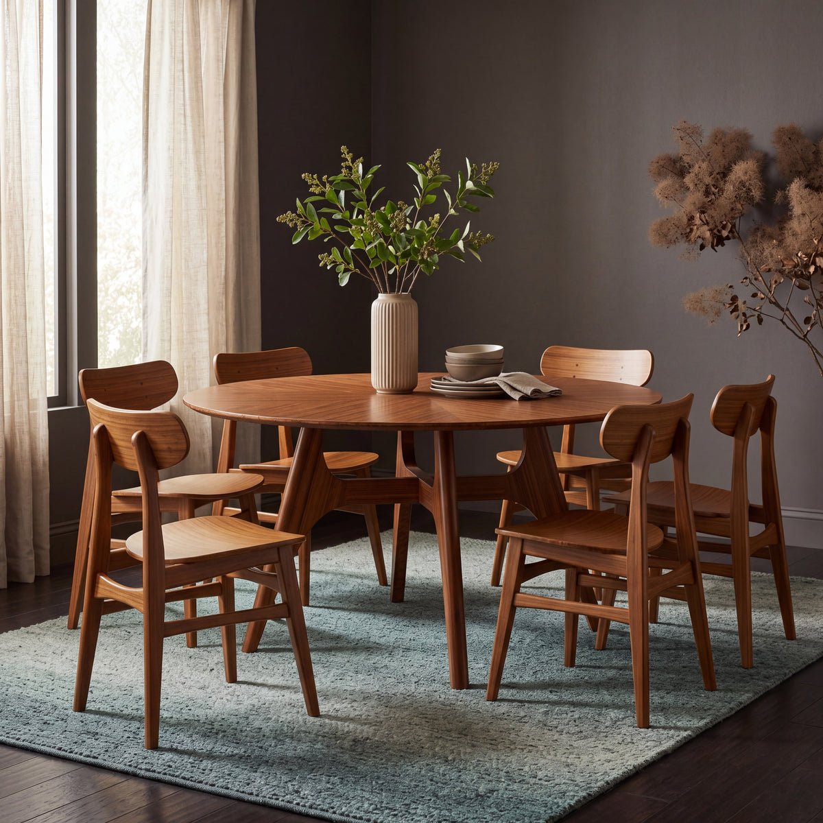 Greenington Stella Dining Table in Amber bamboo, shown in a dining room