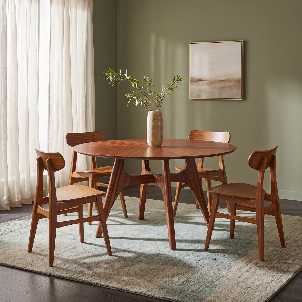 Greenington Stella Dining Table in Amber bamboo, styled in a dining room