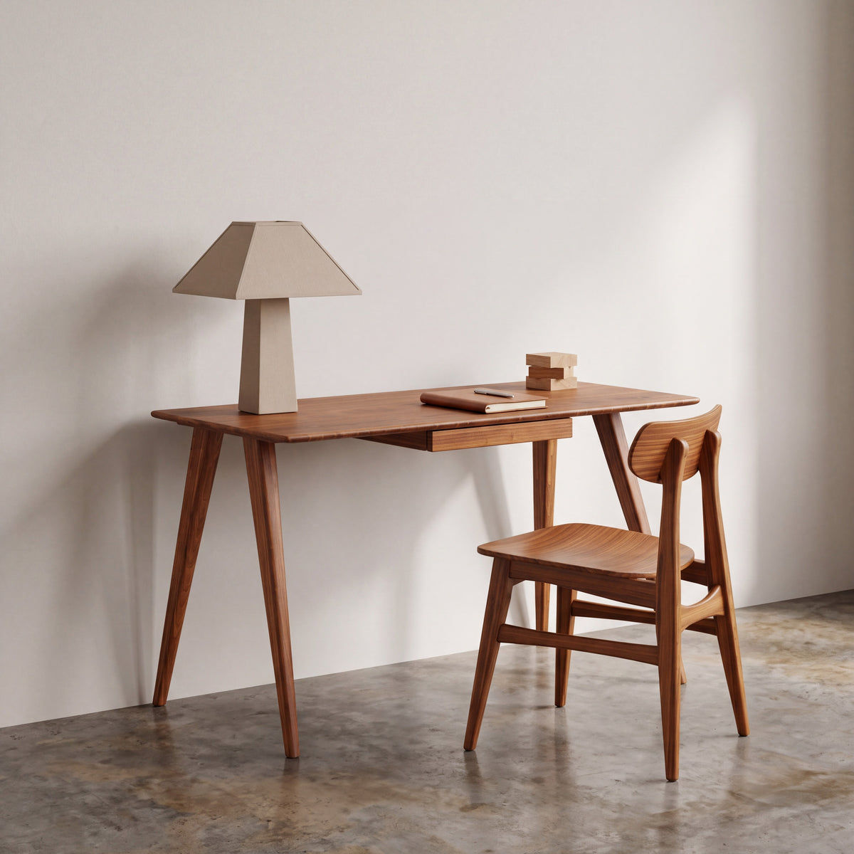 Greenington Studio Plus Desk in Amber bamboo, styled in a home office