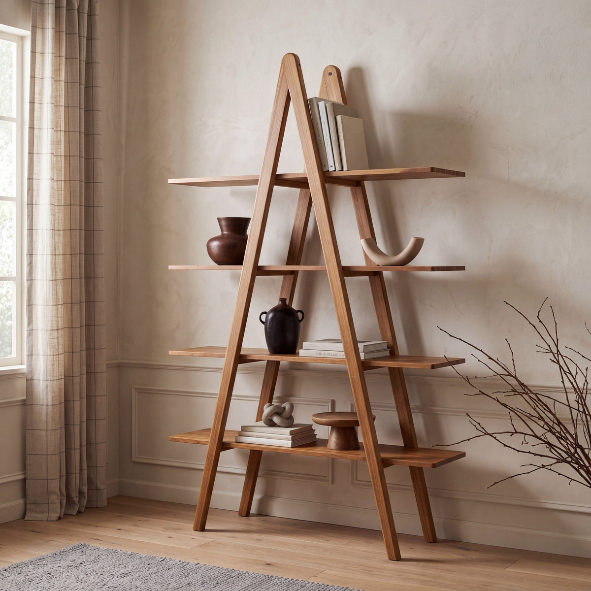 Greenington Studio Plus Shelf in Amber bamboo, shown in a living room