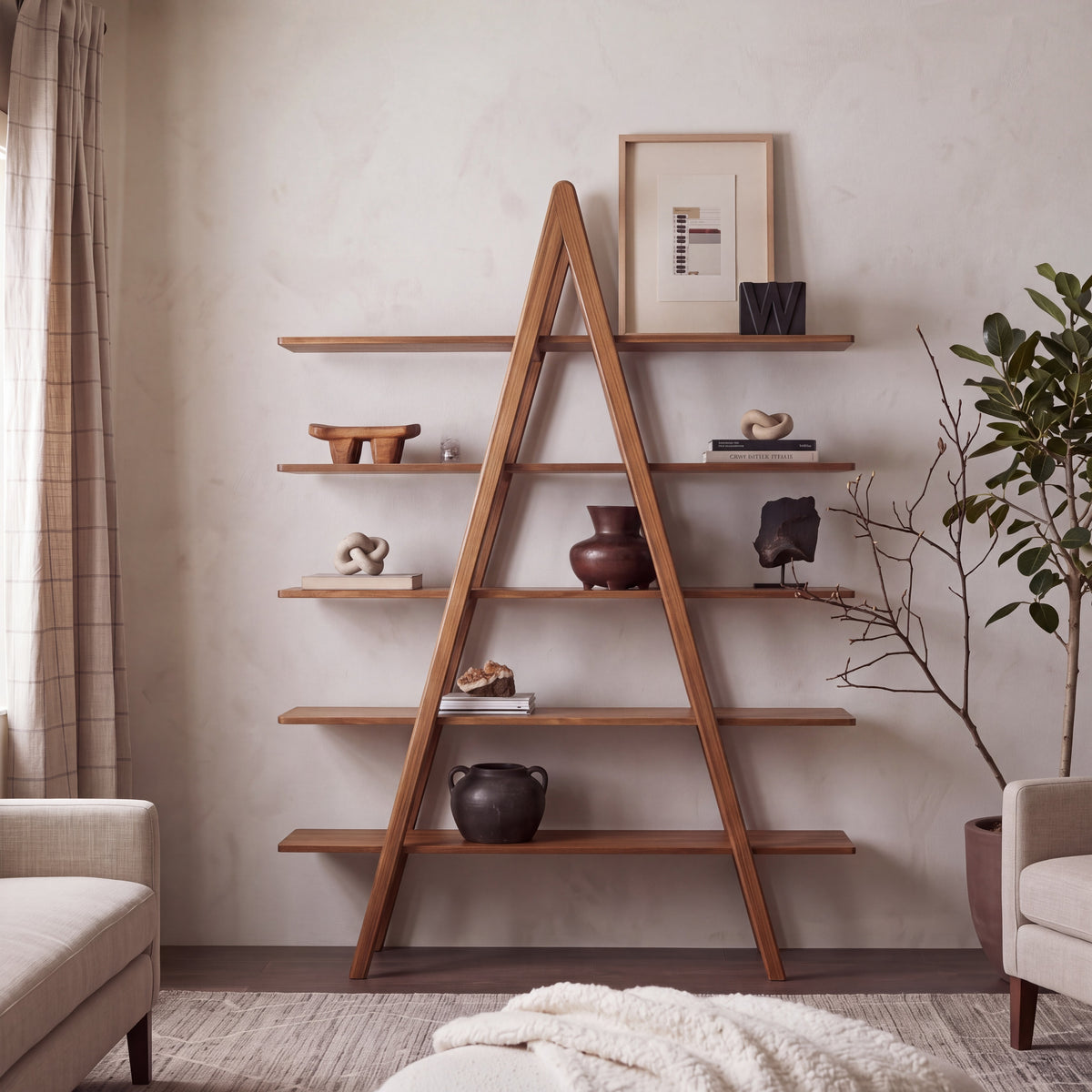 Greenington Studio Plus Shelf in Amber bamboo, in a living room setting
