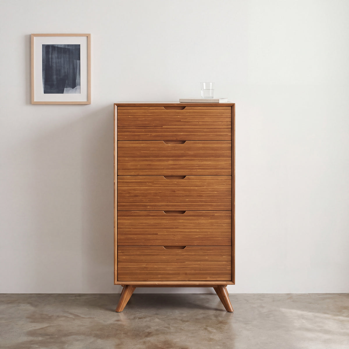 Greenington Summit Chest in Amber bamboo, in a bedroom setting