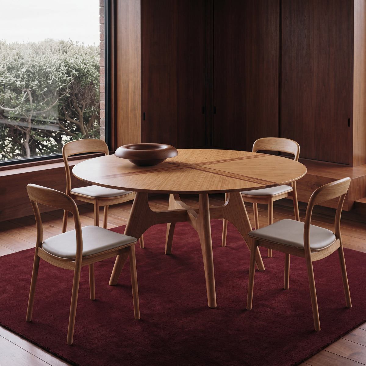 Greenington Suuri Dining Table in Caramelized bamboo, styled in a dining room