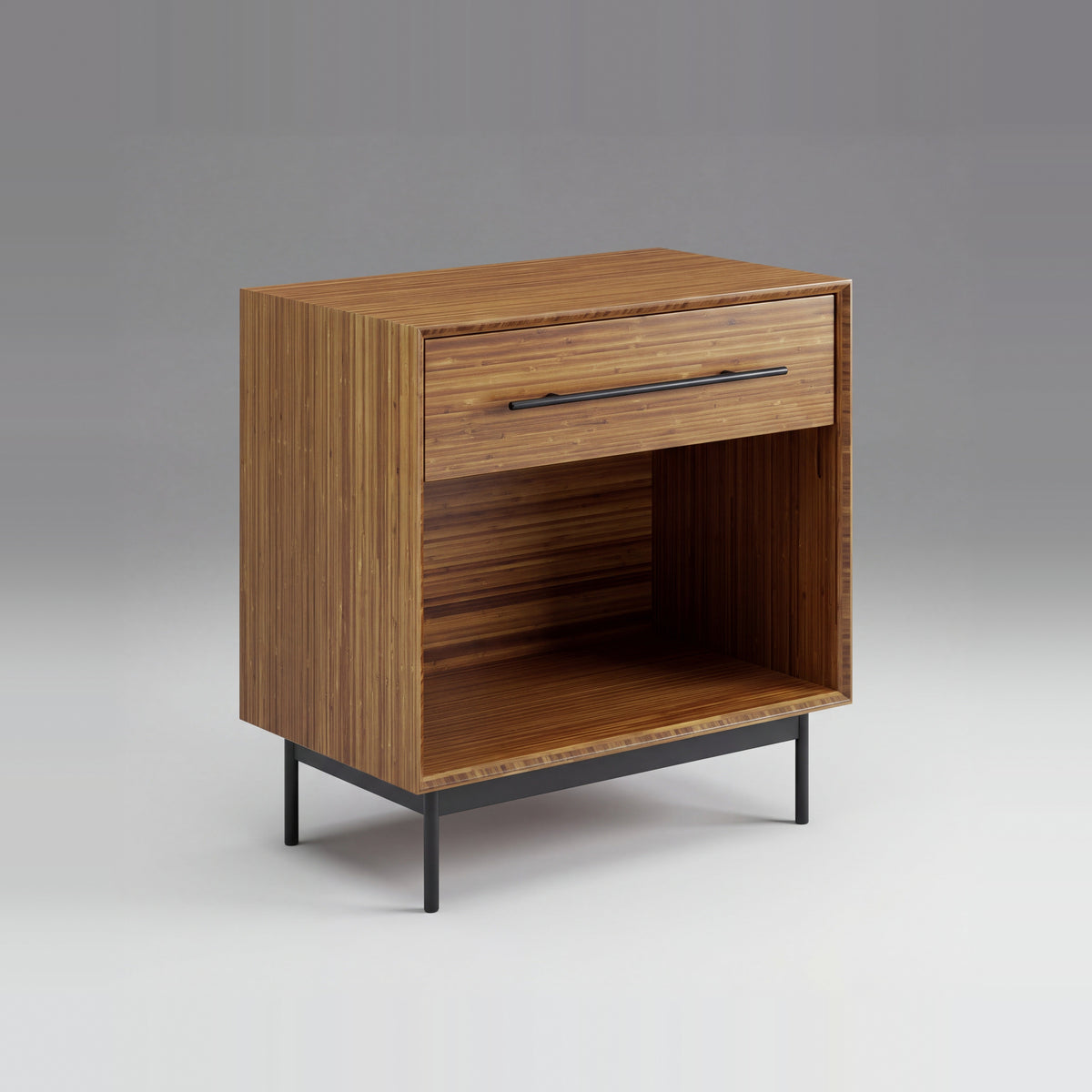 Greenington Taylor Nightstand in Amber bamboo, on a studio background