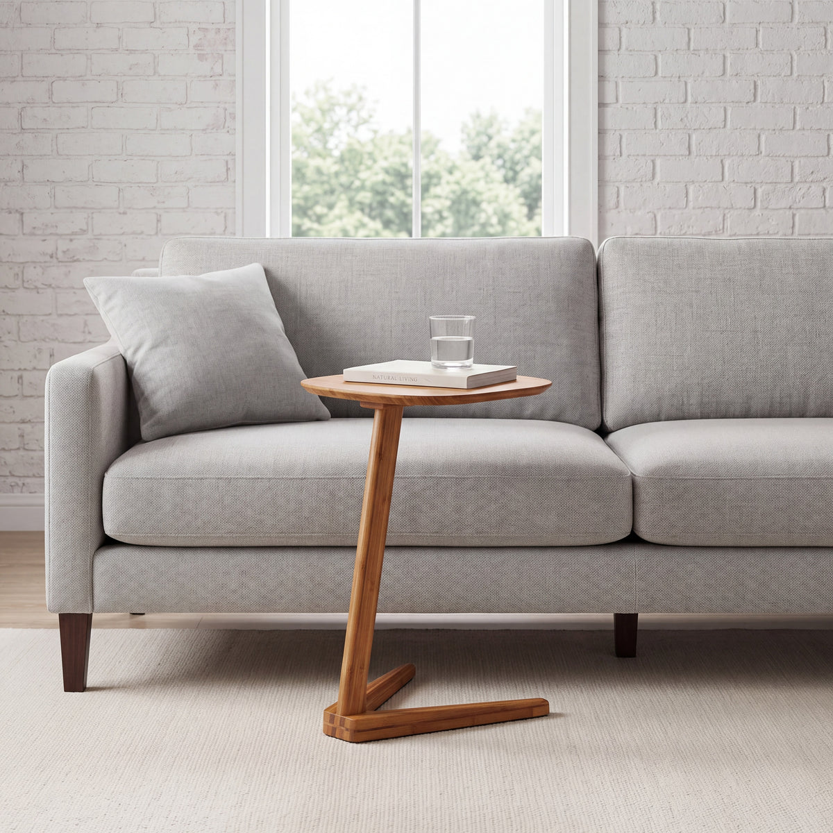 Greenington Thyme Side Table in Amber bamboo, shown in a living room