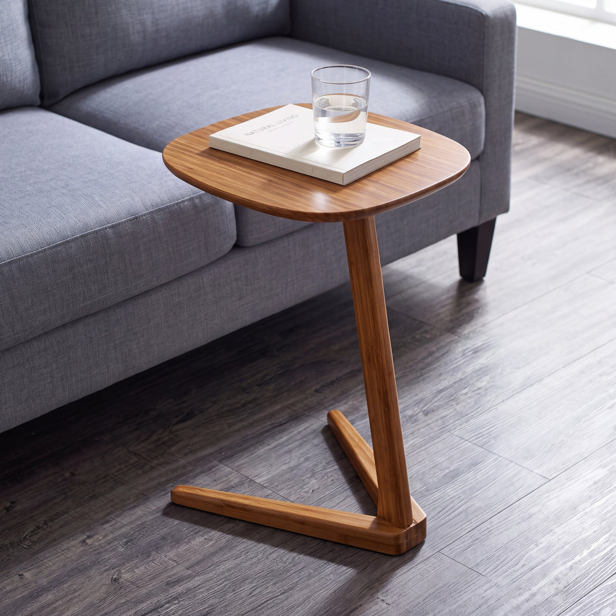 Greenington Thyme Side Table in Amber bamboo, styled in a living room