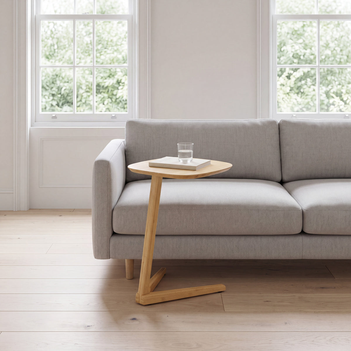 Greenington Thyme Side Table in Wheat bamboo, in a living room setting