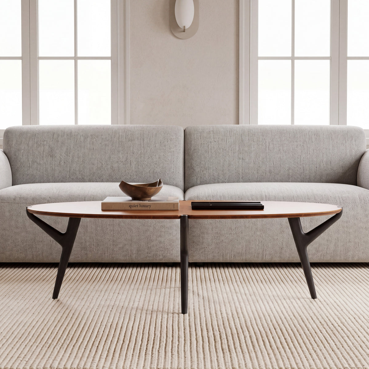 Greenington Tofino Coffee Table in Amber bamboo, styled in a living room