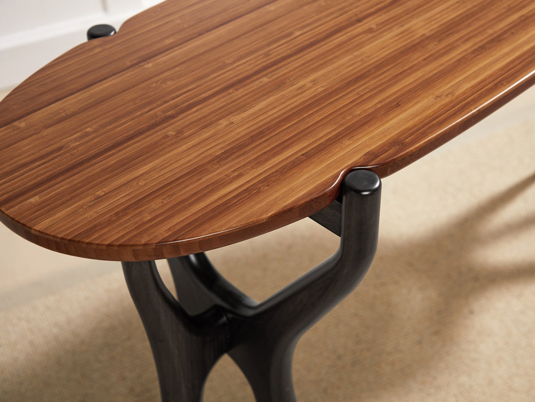 Tofino Console Table in Amber/Caviar, detail